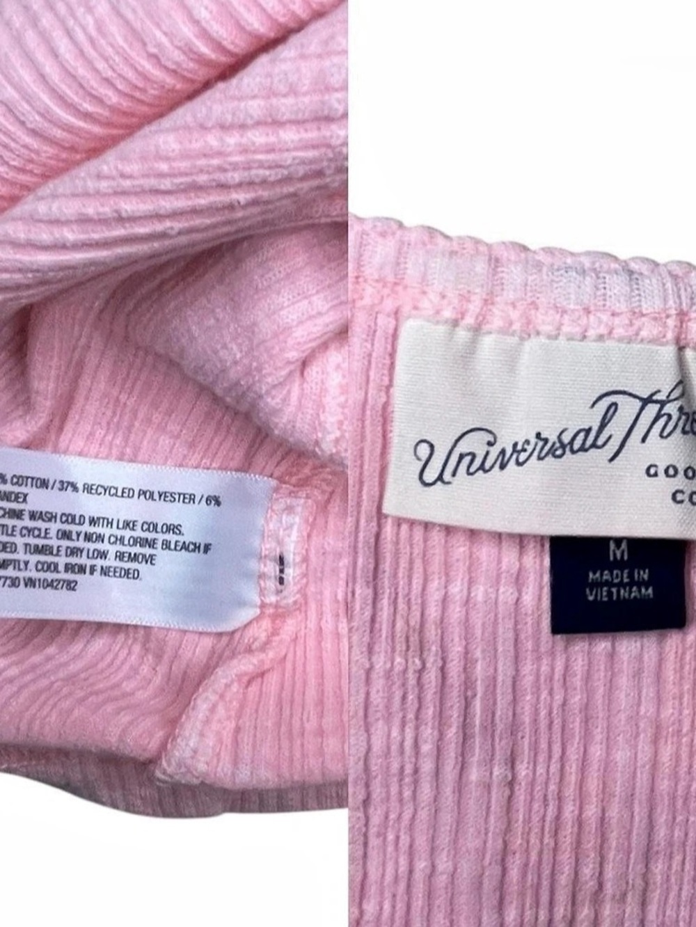 Universal Thread Pink Ribbed V-Neck Tank Top Medium - Picture 6 of 8